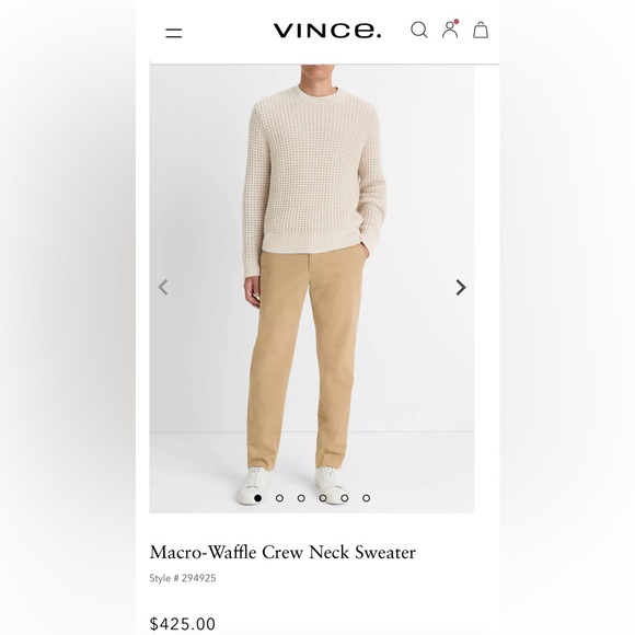 Crewneck Sweater Size M Cashmere Wool Cream White Knit Chunky Macro Waffle - Picture 1 of 10